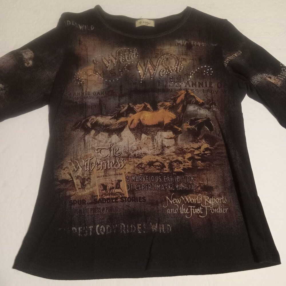 Cactus Long Sleeve Graphic Tee in Black and Brown